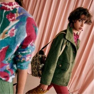 Sezane Leo Coat Jacket Green, Size US 4 36